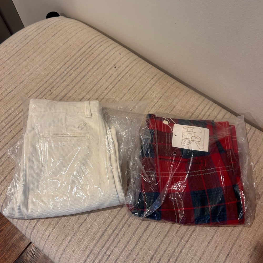 The Beaufort Bonnet Company White and Red Plaid Kids Bottoms